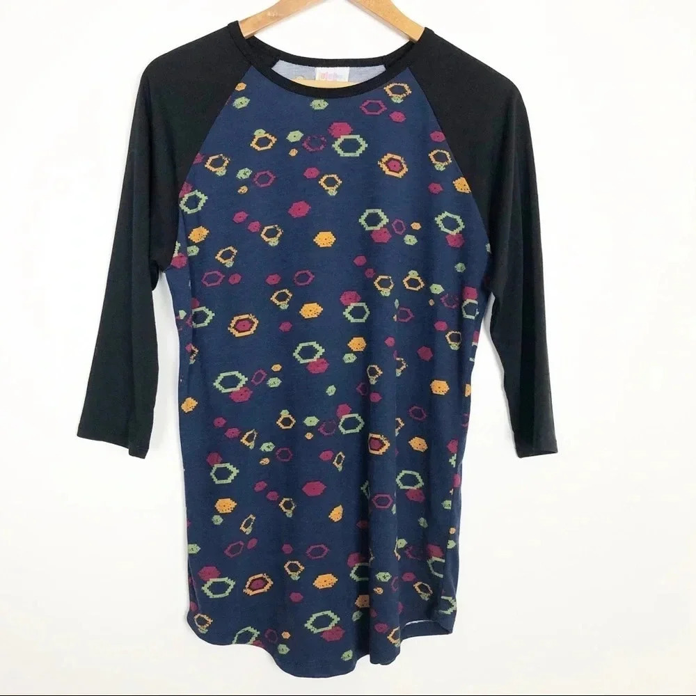 🍁 Lularoe | Navy abstract print Raglan Top